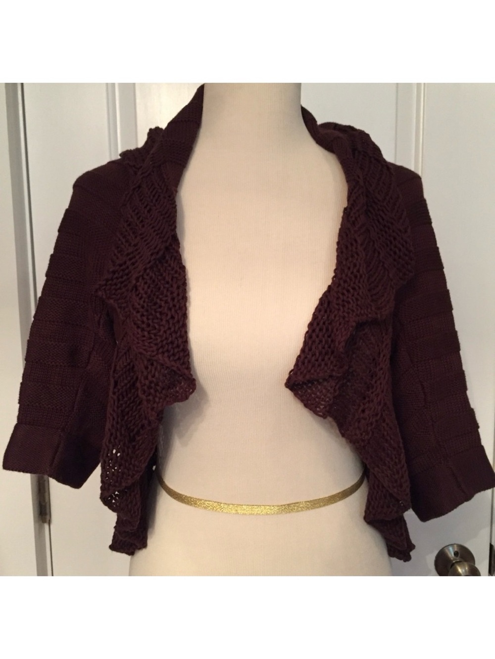 KENAR SWEATER SHRUG CARDIGAN BROWN KNIT *S/M Fit tagged L*